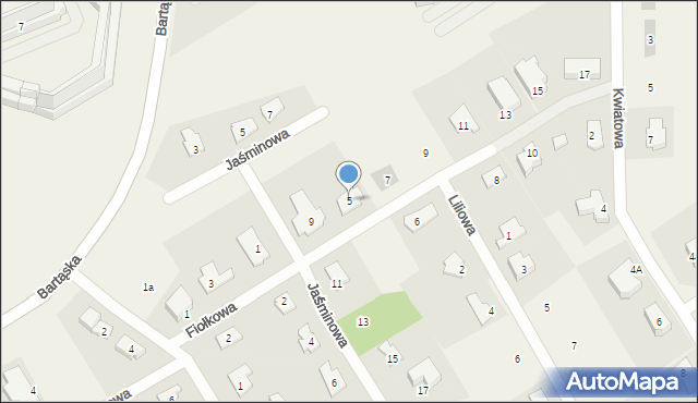 Bartąg, Fiołkowa, 5, mapa Bartąg