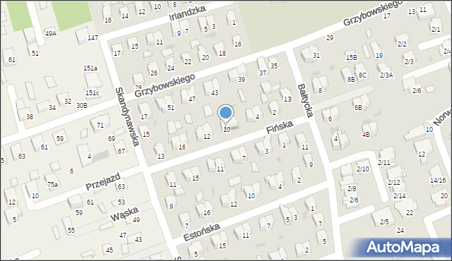 Białystok, Fińska, 10, mapa Białegostoku
