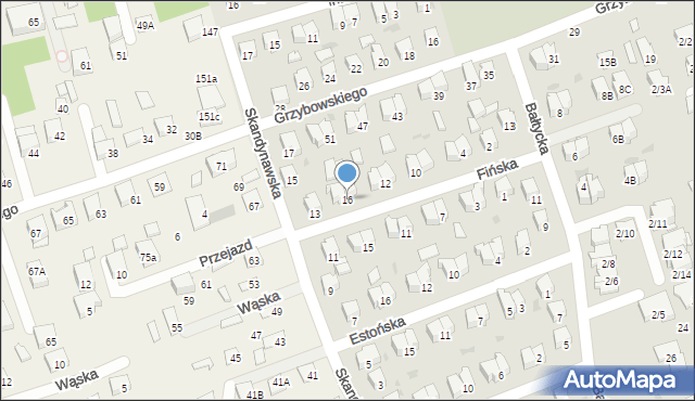 Białystok, Fińska, 16, mapa Białegostoku