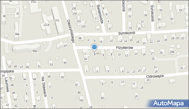 Bielsko-Biała, Fizylierów, 4, mapa Bielsko-Białej