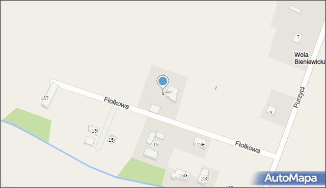 Bieniewice, Fiołkowa, 4, mapa Bieniewice