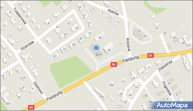Bolesławiec, Fieldorfa-Nila Augusta Emila, gen., 29, mapa Bolesławca