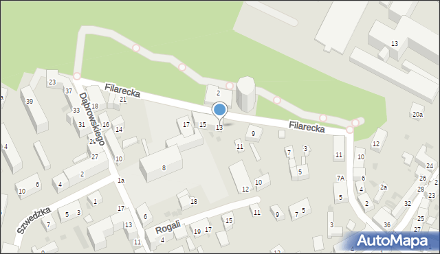 Bydgoszcz, Filarecka, 13, mapa Bydgoszczy