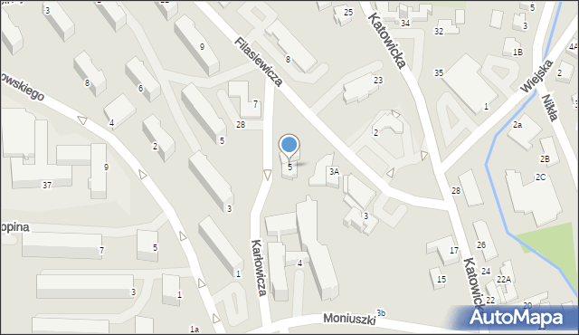 Cieszyn, Filasiewicza Hilarego, 5, mapa Cieszyna