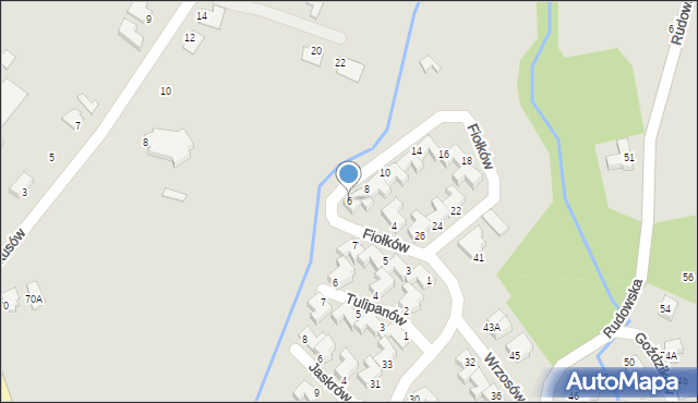 Cieszyn, Fiołków, 6, mapa Cieszyna