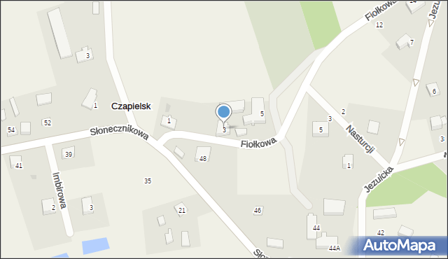Czapielsk, Fiołkowa, 3, mapa Czapielsk