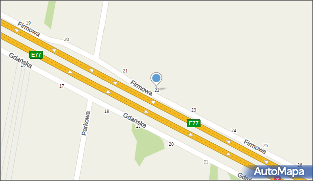 Cząstków Polski, Firmowa, 22, mapa Cząstków Polski