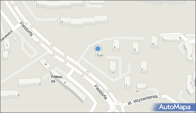 Częstochowa, Fieldorfa-Nila Augusta Emila, gen., 7, mapa Częstochowy