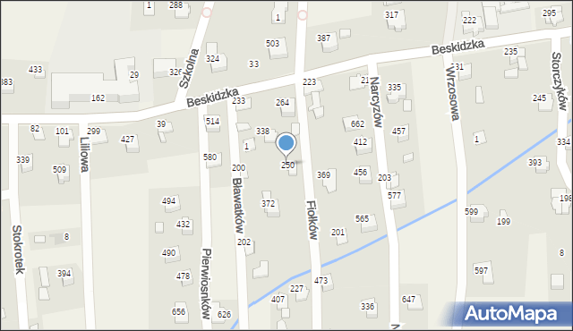 Godziszka, Fiołków, 250, mapa Godziszka