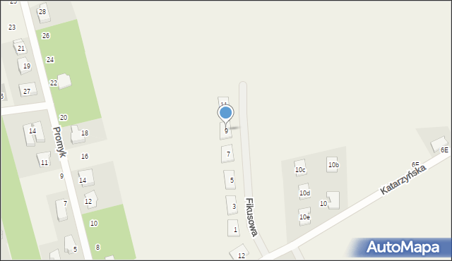 Gruszczyn, Fikusowa, 9, mapa Gruszczyn