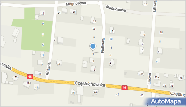 Janów, Fiołkowa, 5, mapa Janów