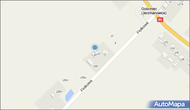 Jerzmanowice, Fiołkowa, 14, mapa Jerzmanowice
