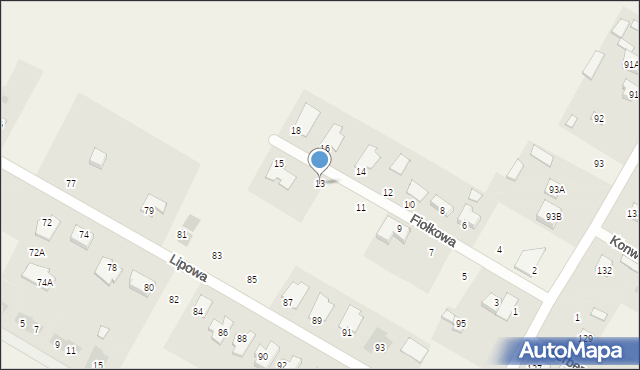 Kalinówka, Fiołkowa, 13, mapa Kalinówka