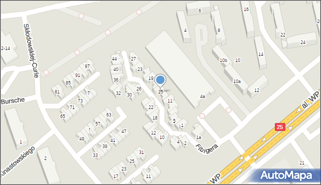 Kalisz, Fibigera Gustawa Arnolda, 15, mapa Kalisza