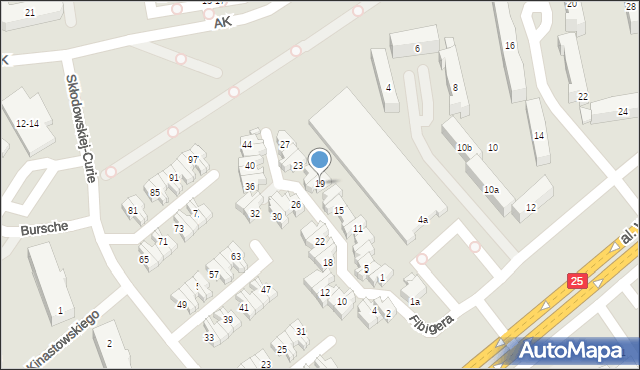 Kalisz, Fibigera Gustawa Arnolda, 19, mapa Kalisza