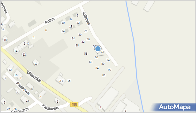 Kamieniec Wrocławski, Fiołkowa, 68, mapa Kamieniec Wrocławski