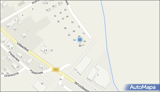 Kamieniec Wrocławski, Fiołkowa, 86, mapa Kamieniec Wrocławski
