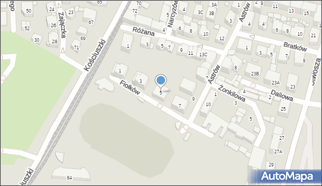 Katowice, Fiołków, 5, mapa Katowic