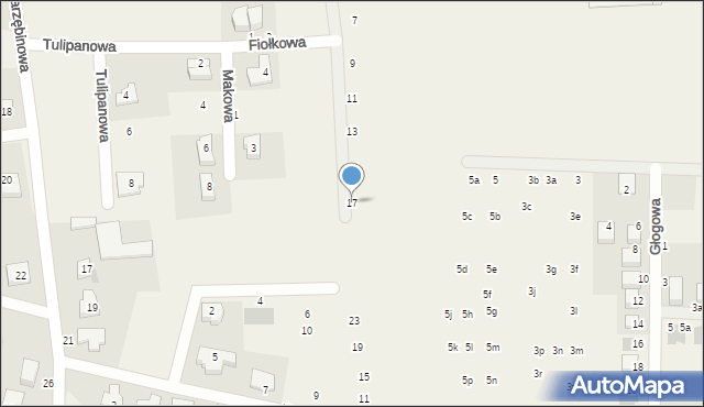 Kiełczówek, Fiołkowa, 17, mapa Kiełczówek