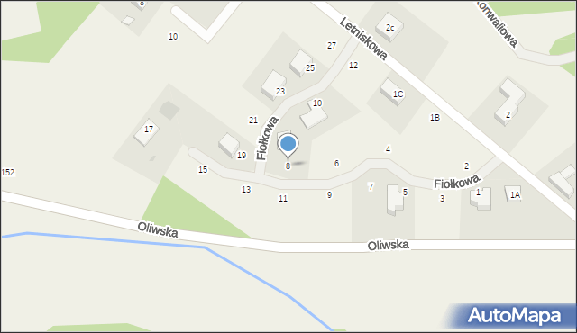 Kielno, Fiołkowa, 8, mapa Kielno