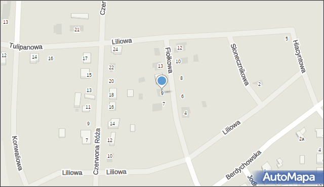 Kobylin, Fiołkowa, 9, mapa Kobylin