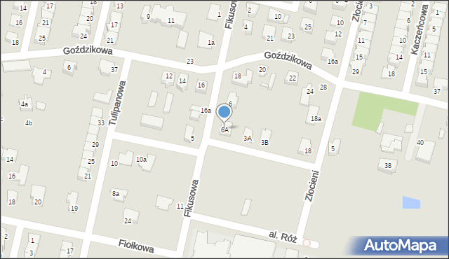 Konin, Fikusowa, 6A, mapa Konina