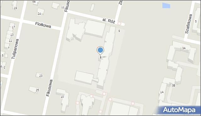 Konin, Fikusowa, 8, mapa Konina