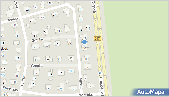Koszalin, Fińska, 10, mapa Koszalina