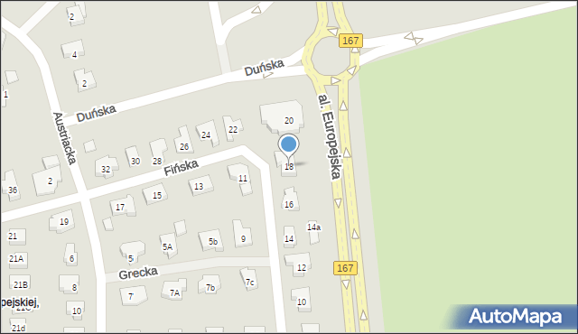 Koszalin, Fińska, 18, mapa Koszalina