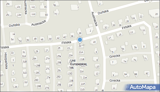 Koszalin, Fińska, 21, mapa Koszalina