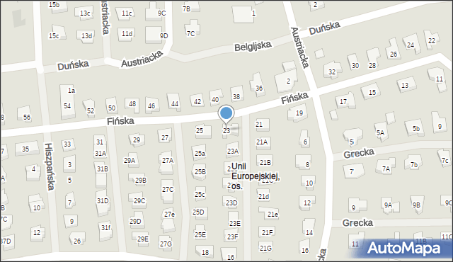 Koszalin, Fińska, 23, mapa Koszalina