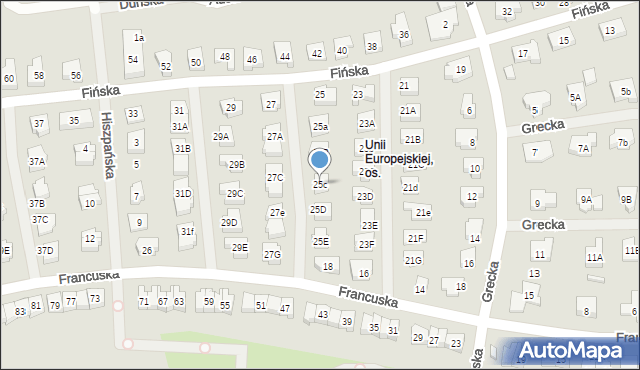 Koszalin, Fińska, 25c, mapa Koszalina