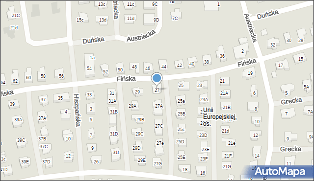 Koszalin, Fińska, 27, mapa Koszalina
