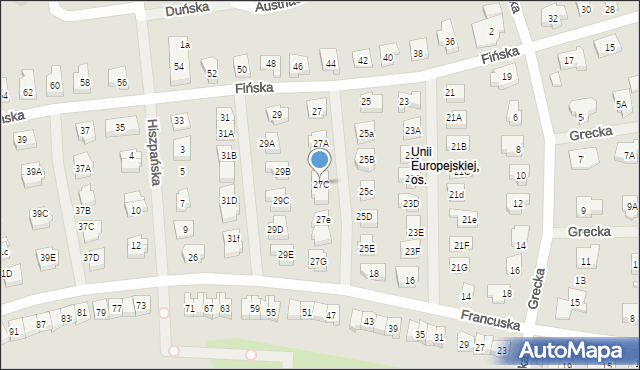 Koszalin, Fińska, 27C, mapa Koszalina