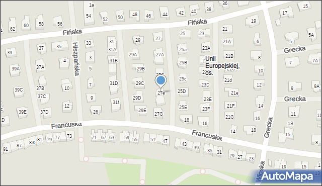 Koszalin, Fińska, 27e, mapa Koszalina