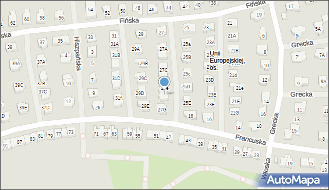 Koszalin, Fińska, 27f, mapa Koszalina