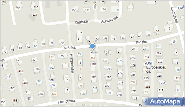 Koszalin, Fińska, 31, mapa Koszalina