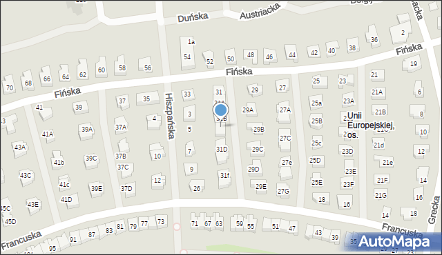 Koszalin, Fińska, 31C, mapa Koszalina