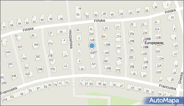 Koszalin, Fińska, 31D, mapa Koszalina