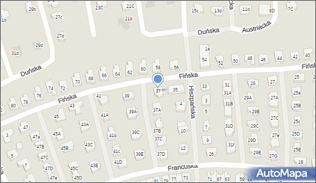 Koszalin, Fińska, 37, mapa Koszalina