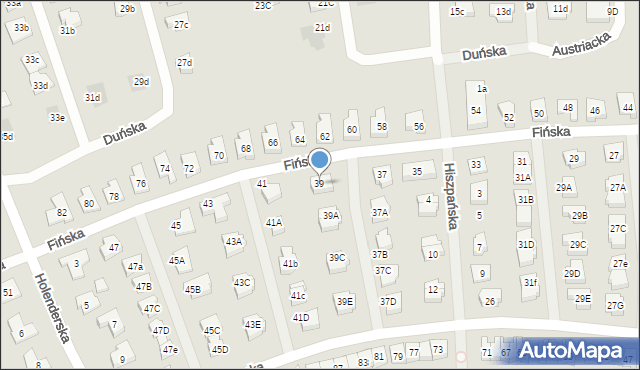 Koszalin, Fińska, 39, mapa Koszalina