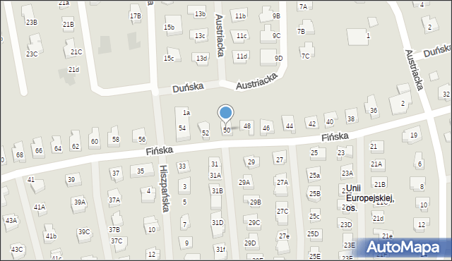 Koszalin, Fińska, 50, mapa Koszalina