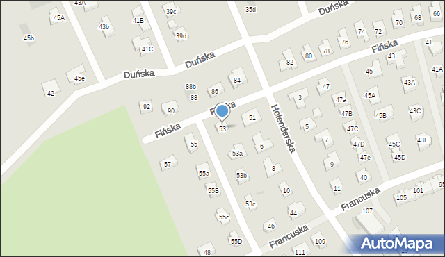 Koszalin, Fińska, 53, mapa Koszalina