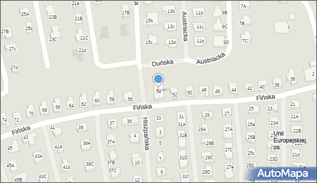 Koszalin, Fińska, 54, mapa Koszalina