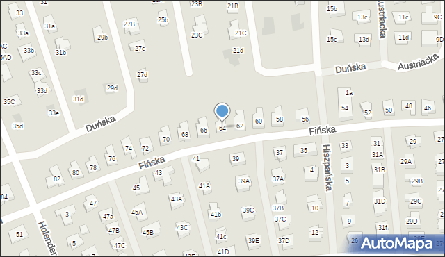 Koszalin, Fińska, 64, mapa Koszalina