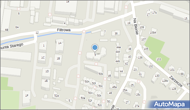 Kraków, Filtrowa, 3, mapa Krakowa