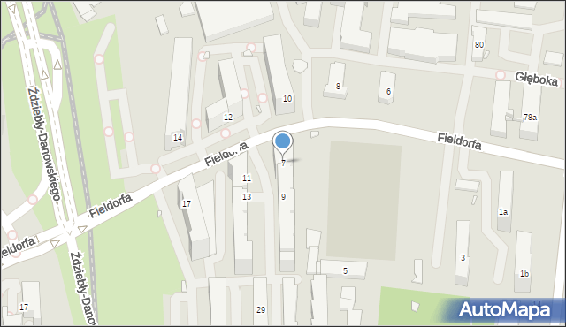 Kraków, Fieldorfa-Nila Augusta Emila, gen., 7, mapa Krakowa