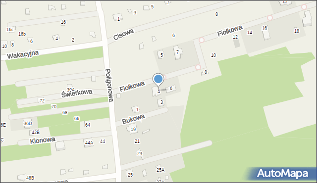 Łąki, Fiołkowa, 4, mapa Łąki