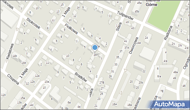 Łaziska Górne, Fiołkowa, 1A, mapa Łaziska Górne