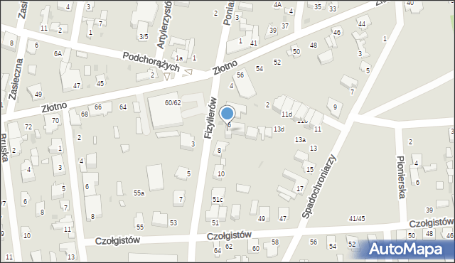 Łódź, Fizylierów, 6a, mapa Łodzi